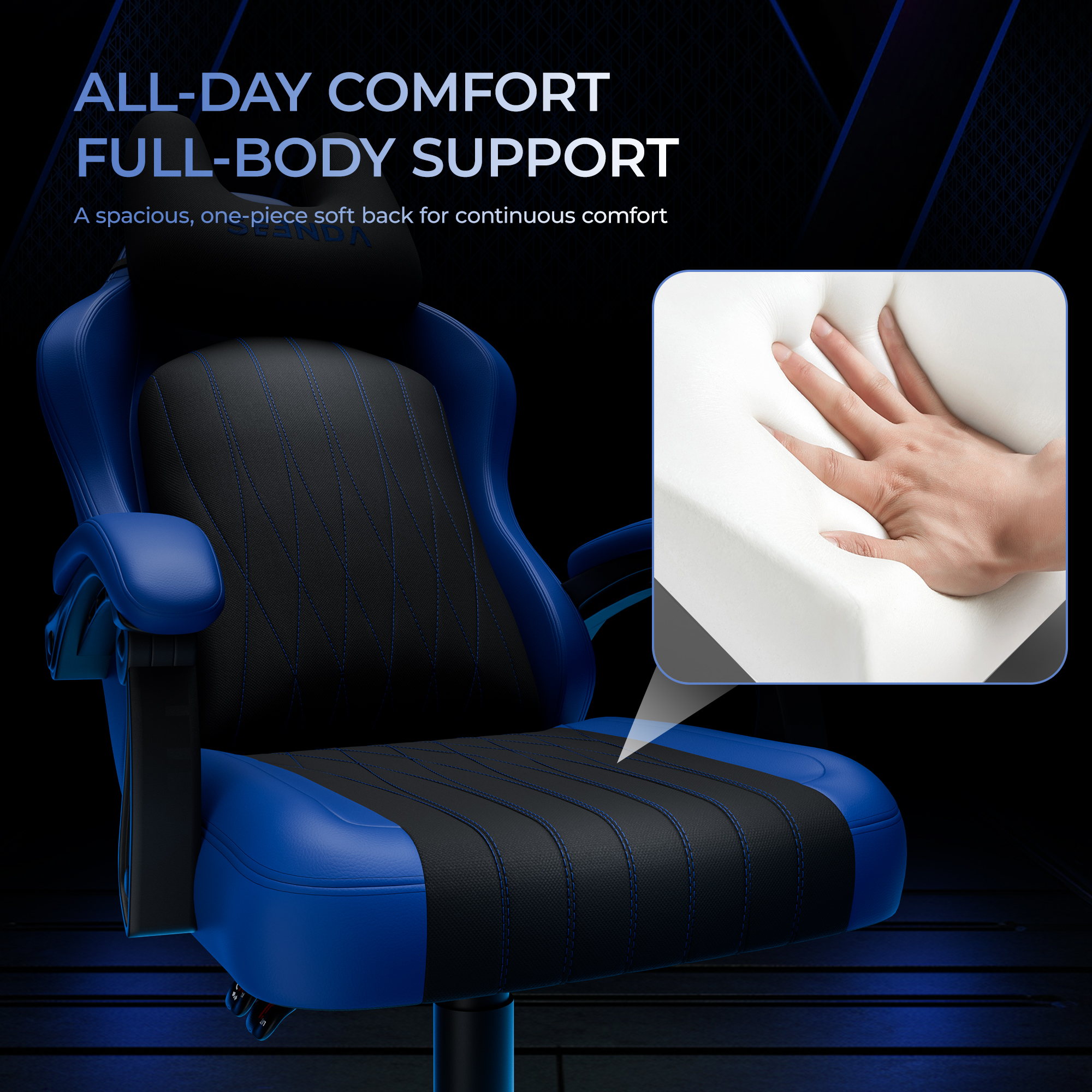 Seenda Gaming Chair, Fabric Comfy Video Gaming Chair, High Back Computer Chair, Adjustable Swivel Office Desk Chair with Headrest and Lumbar Support