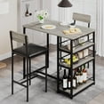 thumbnail image 3 of Dining Table Set for 2 with 3 Storage Shelves, 3 Piece Counter Height Bar Kitchen Table Set with 2 Upholstered Chairs & 3 Storage Shelves for Small Space, Apartment, 3 of 37
