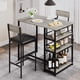 thumbnail image 2 of Set de mesa de comedor y 2 sillas tapizadas con 3 estantes grandes de almacenamiento – Ideal para cocina, apartamento o espacios pequeños – Estilo rústico gris – grey, 1+2 Set, 2 of 8