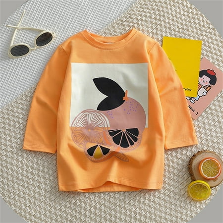 

Hunpta Toddler Kids Girls Cartoon 3D Fruit Prints Loose Tops Soft Long Sleeve T Shirt Tee Tops Clothes