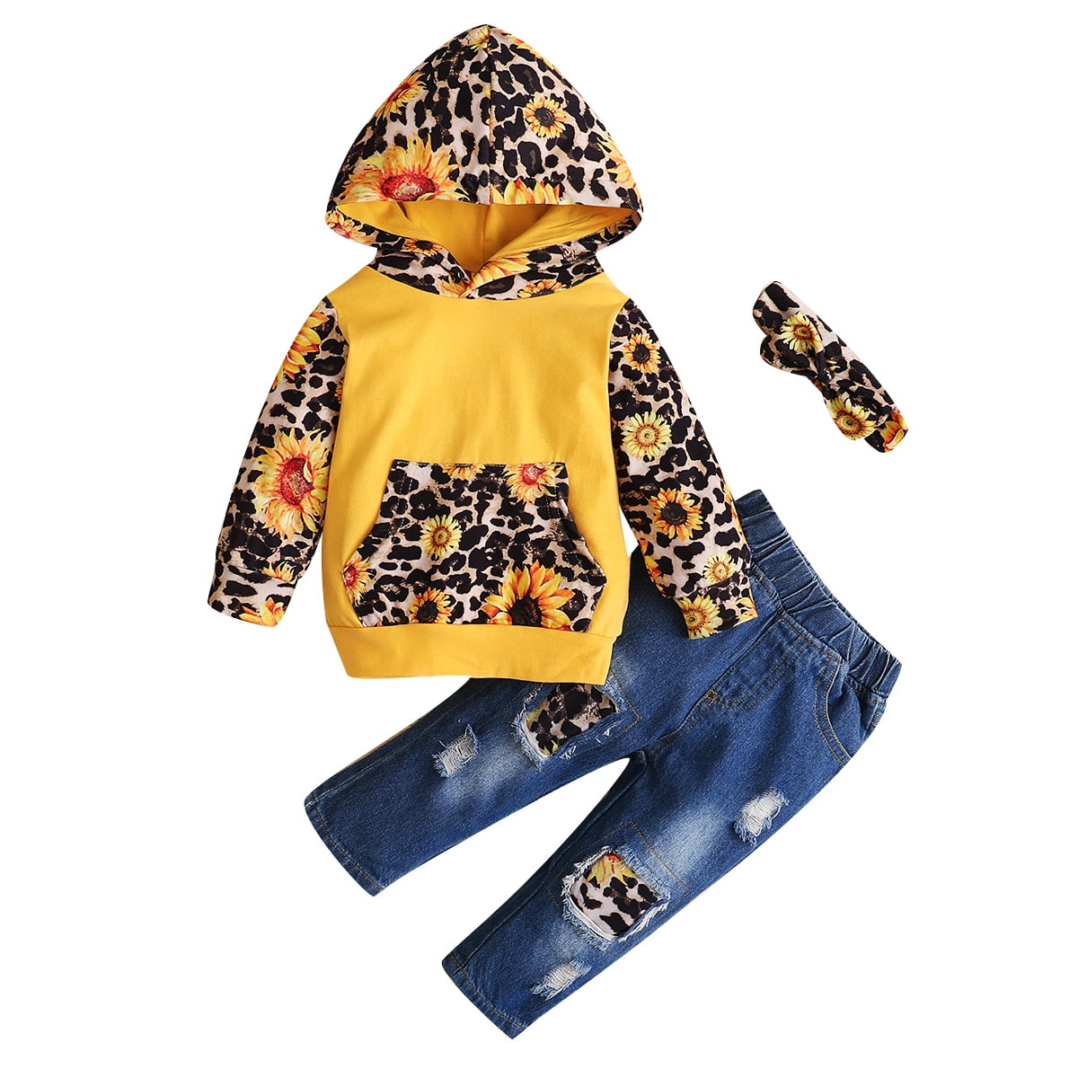 NZRVAWS Baby Girls Winter Outfits 3 Years Girls Leopard Print Pocket 4