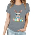 thumbnail image 3 of Pantalones Cortos para las Mujeres Sexy Pascua Moda Impresión Cuello Redondo Tee, Poliéster Ligero Casual Top para Primavera Verano Diario, Blusa de Suéter, 3 of 4