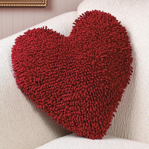 14" Red Heart Chenille & Felt Throw Pillow