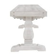 thumbnail image 3 of Kai 83 Inch Reclaimed Pine Dining Bench, Turned Pedestals, Antique White- Saltoro Sherpi, 3 of 6