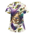 thumbnail image 3 of Hearthz Mardi Gras Women Scrub Top Fat Tuesday Carnival Women's Shirts V Neck Short Sleeve Nurses Working Uniforms with Pocket S-5XL, 3 of 4
