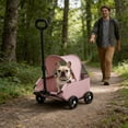 thumbnail image 2 of Dog Stroller, Folding Pet Carrier with Weather Cover for Cats and Dogs, Pet Stroller Wagon, 4 Wheels _ #06 _ B _ Pink, 2 of 9