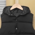 thumbnail image 4 of Maqroz Girls Quilted Sleeveless Jackets Snap Button Down Hooded Coat Casual Warm Lightweight Solid Color Daily Wear for Fall Winter, 4 of 5