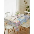 thumbnail image 2 of Easter Bunny Rectangle Tablecloth, Blue Easter Eggs Spring Floral Linen Waterproof & StainResistant Tablecloth, Washable Oil-proof Table Cover for Dining/Party/Wedding/Camping/Buffet 52x70 In, 2 of 9