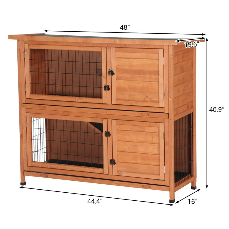 Pawhut 54 2Floor Large Rabbit Hutch Wooden Pet House Bunny, 48 OFF