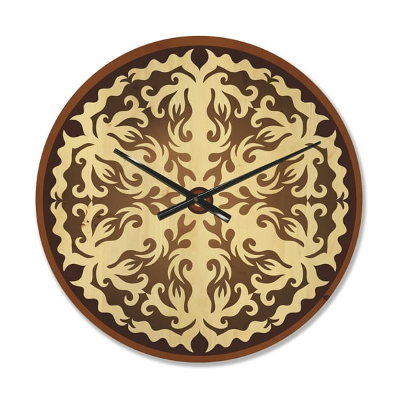 Designart 'Abstract Orienta Chocolate Mandala' Modern Wood Wall Clock