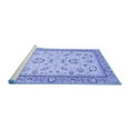 thumbnail image 2 of Ahgly Company Machine Washable Indoor Round Oriental Blue Modern Area Rugs, 7' Round, 2 of 4