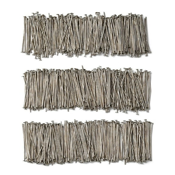 Iron Flat Head Pins Jewelry Making Findings Platinum 20 Gauge 30x0.8mm Head: 2mm