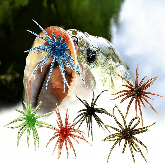 BESTSKY 12-Pack Sea Urchin Fishing Lures, 2.36 Inch Soft Tentacle Bait With Reflective Stars For Bass Drop Shot Finesse