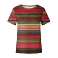 thumbnail image 4 of Women's Short Sleeve Crew Neck Tee Tops Stripe Color Block Casual T-Shirts Summer Clothes Blue,XL, 4 of 5