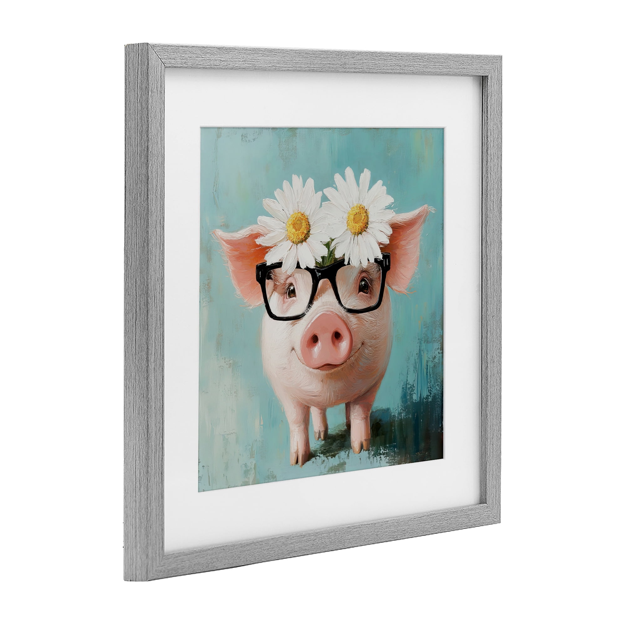 Stupell Industries Nerdy Natalie Piglet Gray Framed Print Under Glass, design by Tina LeCour
