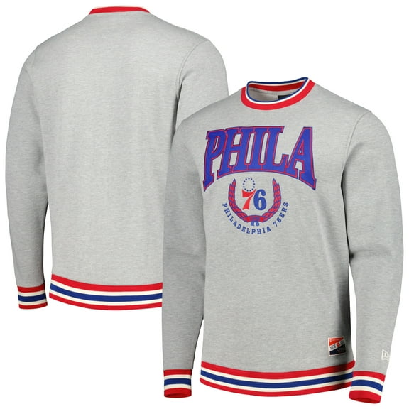 Unisex New Era Heather Gray Philadelphia 76ers Vintage Throwback Crew Sweatshirt