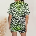 thumbnail image 6 of RMGVDSD Women's Leopard Print Pajama Set Sleepwear Silk Satin Pajamas Short Sleeved Button Up Top And Shorts Set Comfort Fit Workout Outfit, 6 of 7