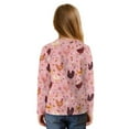 thumbnail image 2 of Xixirimido Rooster Butterfly Floral Pink Printed Girls Long Sleeve Shirt Kids Crewneck T-Shirts Trendy 3D Graphic Tie-hem Cute Tees for Fall Winter, Size 5-6, 2 of 7