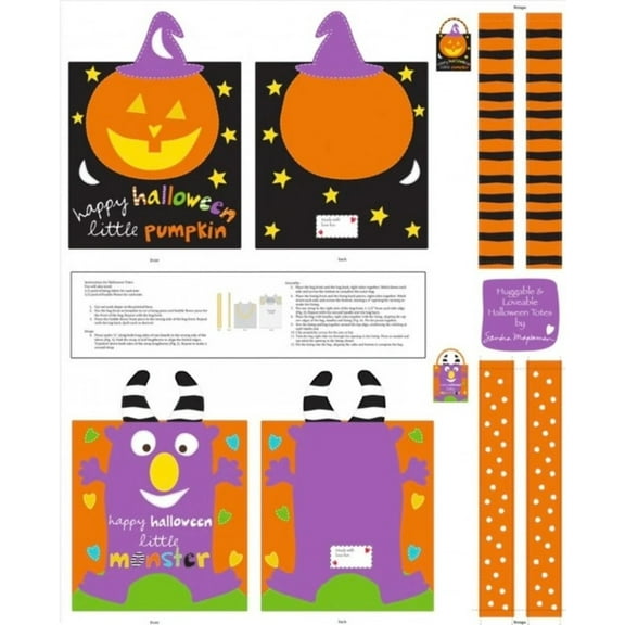 Halloween Tote Bags Huggable and Loveable VII Studio E 100% Cotton Fabric
