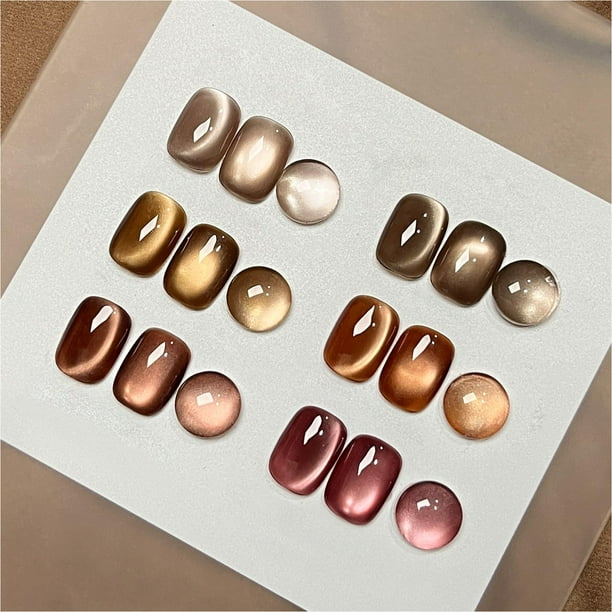 Set de esmaltes de uñas GAOY Jelly Brown Cat Eye Gel con imán de 7,3 ml