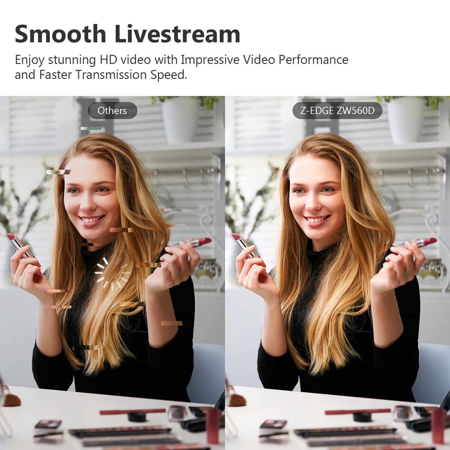 Z-EDGE Full HD 1080p 2.0-MP Auto-Focus Webcam and Ring Light with Full Directional Microphone, ZW560D, ZW560D