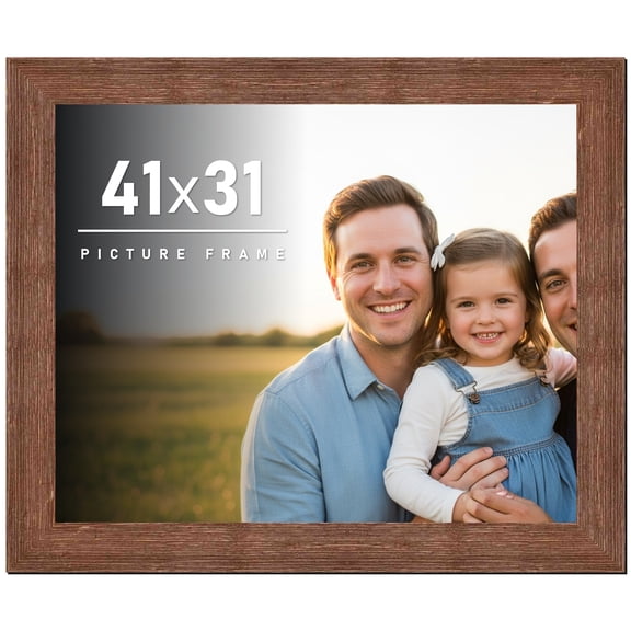 41x31 Frame Brown Distressed Barnwood Picture Frame | Rustic Farmhouse Photo Frame Includes UV