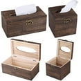 thumbnail image 3 of Qianha Mall Tissue Box Retro Square Wooden Boutique Tissue Holder Tissue Cover for Home Office Car Automotive Decoration-Brown, 3 of 9