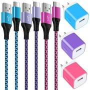 Charging Block,Type C Charger Block Fast Charging HopePow 3PCS 1A/5V Usb Wall Charger Block Adapter Plug with 3PCS Type C Charging Cables 6ft USB C Cable High Speed Android Charger Phone Cords Type C