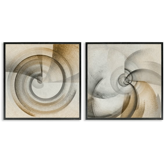 Stupell Industries Spinning Vortex Abstractions Abstract Painting Black Framed Art Print Wall Art, 12 x 12, Set of 2