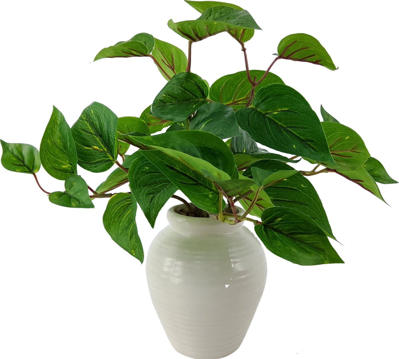(4 pack) Mainstays 11” Artificial Golden Pothos in White Color Ceramic Pot