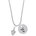 thumbnail image 1 of Delight Jewelry Silvertone Small Acorn with Crystals Silvertone Script Initial Disc - E - Charm Necklace, 20"+3", 1 of 4