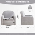 thumbnail image 6 of Bonzy Home 360° Swivel Accent Chair, Upholstered Chenille Armchair with Thick Cushion & Curved armrest, Single Lounge Chair for Living Room Bedroom Study Office, Gray, 6 of 7