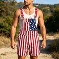 thumbnail image 2 of CONZONE Independence Day Short Bib Overalls for Men Patriotic Usa Star Striped Graphic 4Th Of July Shorts Jumpsuits Adjustable Strap American 250Th Anniversary Shortalls With Pocket, 2 of 5