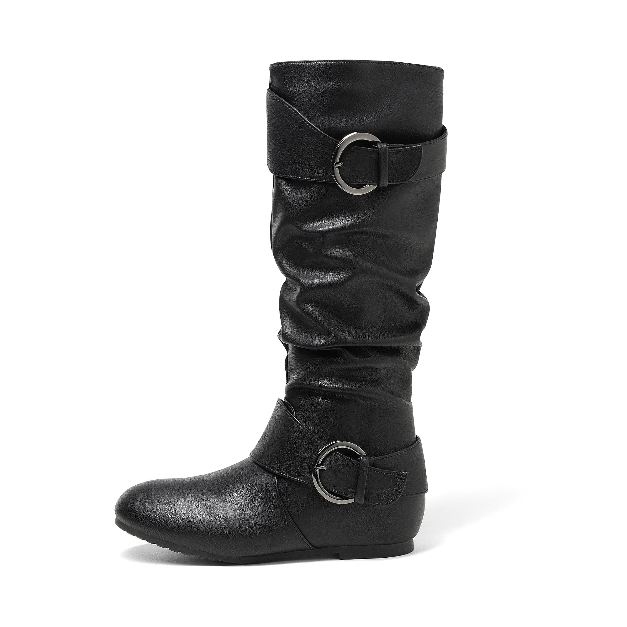 【PORTERNA】Unid Mid Calf Boots DREAM PAIRS Womens Wide-Calf Knee High Low Hidden Wedge