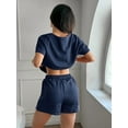 thumbnail image 6 of Womens Loungewear Set Short Sleeve Tops and Shorts 2 Piece Outfits Matching Lounge Pajama Set with Pockets, 6 of 8