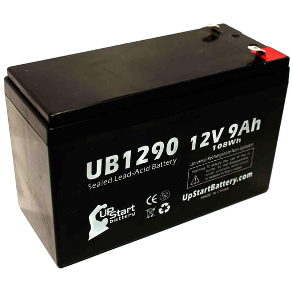 Compatible APC SMART-UPS 2200 SU2200RMXLI3U Battery - Replacement UB1290 Universal Sealed Lead Acid Battery (12V 9Ah, 9000mAh, F1 Terminal, AGM, SLA) - Includes TWO F1 to F2 Terminal Adapters