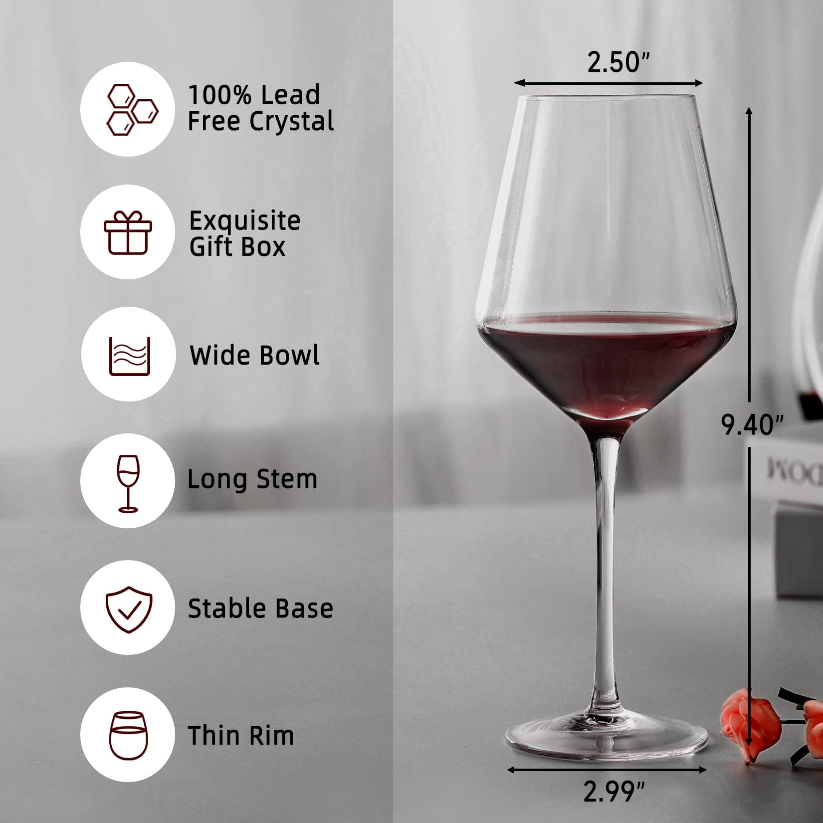 ACHEER Crystal Bordeaux Red Wine Glasses Set of 2, 20 Oz, Hand Blown  Italian Style, Long Stem, Lead-Free, Clear, Crystal Wine Glass, Gift  Box,-Perfect present for any Occasion,Gift for Men,Women - Yahoo