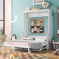 thumbnail image 2 of Tabaray Modern Queen Size Murphy Bed with a Shelf, Wood Murphy Chest Bed, Versatile Folded Away Murphy Bed for Kids Teens Boys Girls Bedroom, No Box Spring Needed (White 055), 2 of 18