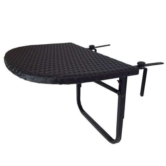 Foldable Wicker Outdoor Furniture Patio Side Table - 24" - Jet Black