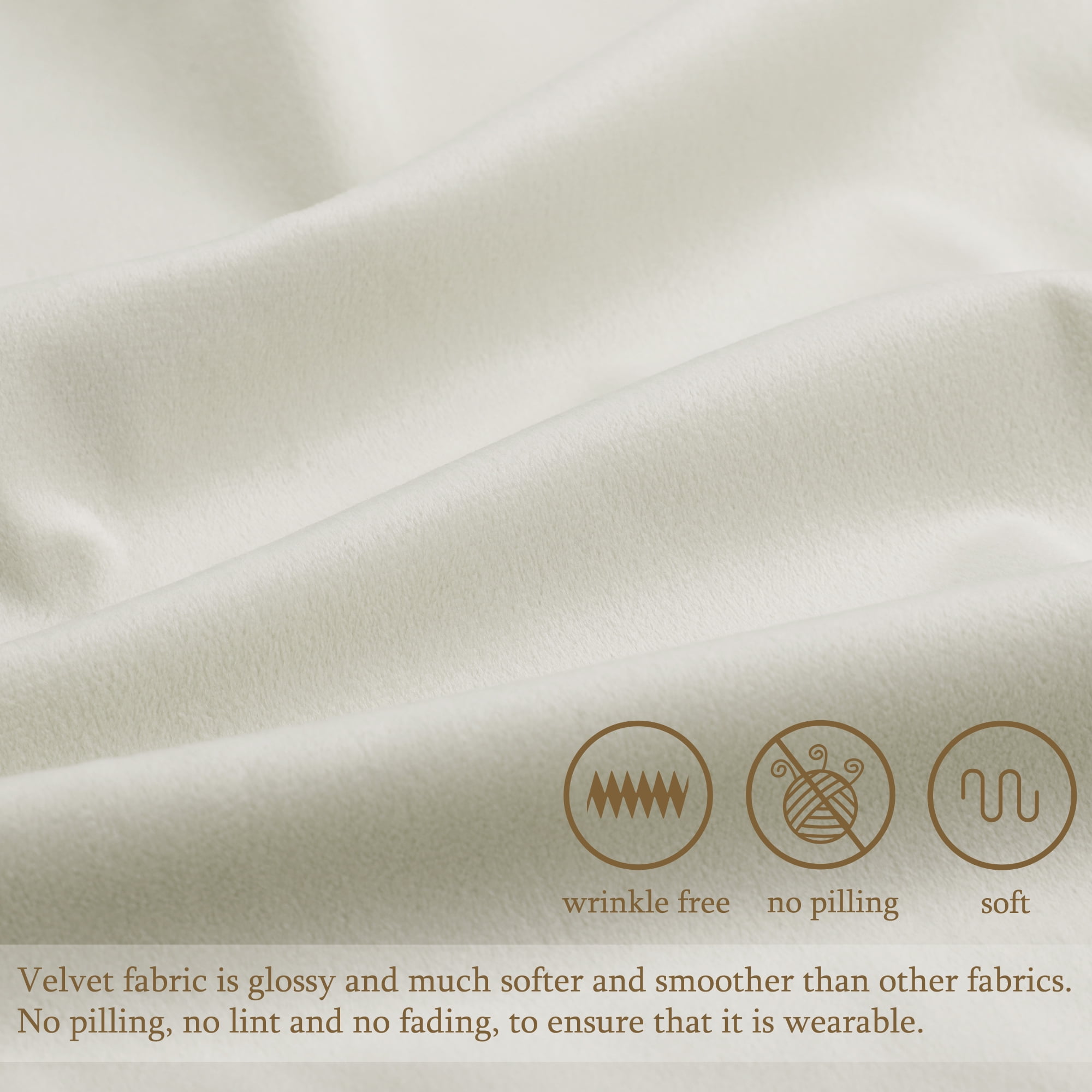 Unique Bargains Velvet Soft for Sofa Throw Pillow Covers Beige White 16"x16"