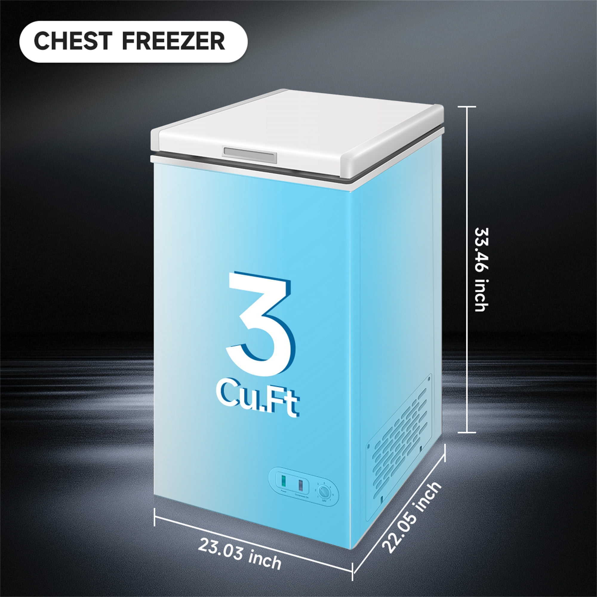Chest Freezer 3.0 Cu.ft Deep Freezer with Lockable Lid, 7-Level Temp Control, Manual Defrost & Rolling Wheels, Energy Saving for Home Commercial Storage, White