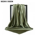 thumbnail image 3 of 35 Inch Satin Head Scarves Large Vintage Square Scarf Silk Feeling Satin Hair Wrapping Scarves for Women Girls - Military Green, 3 of 5