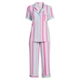 thumbnail image 2 of Secret Treasures Women's and Women's Plus Traditional Short Sleeve Knit Notch Collar Top and Pants, 2-Piece Pajama Set, 2 of 5