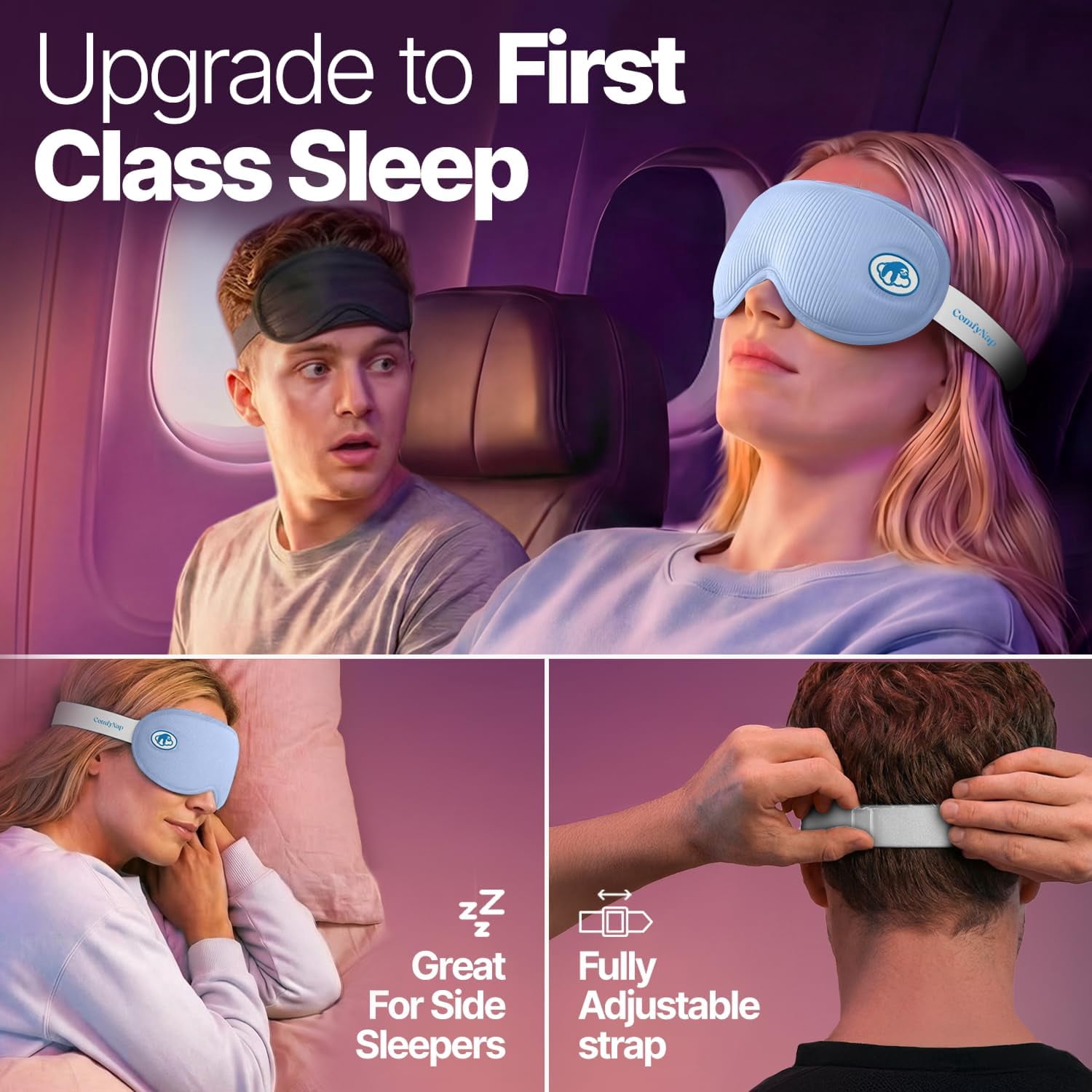 ComfyNap Sleep Eye Mask for Men and Women, Zero Eye Pressure 3D Sleeping Mask, 100% Light Blocking (Earth)