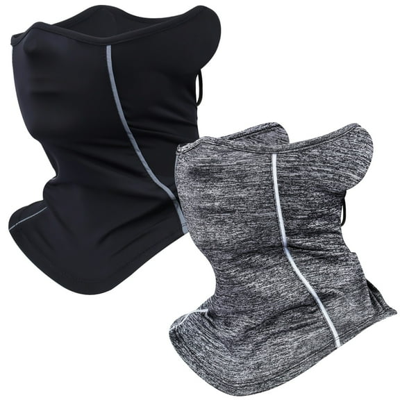Summer Sun Face Mask Neck Gaiter for Sun Protection, 2 Pcs Cooling Face Cover for Outdoor Sports, UPF 50 , Breathable, Adjustable, Reflective Strips, Windproof for Cycling, Hiking, Fishing
