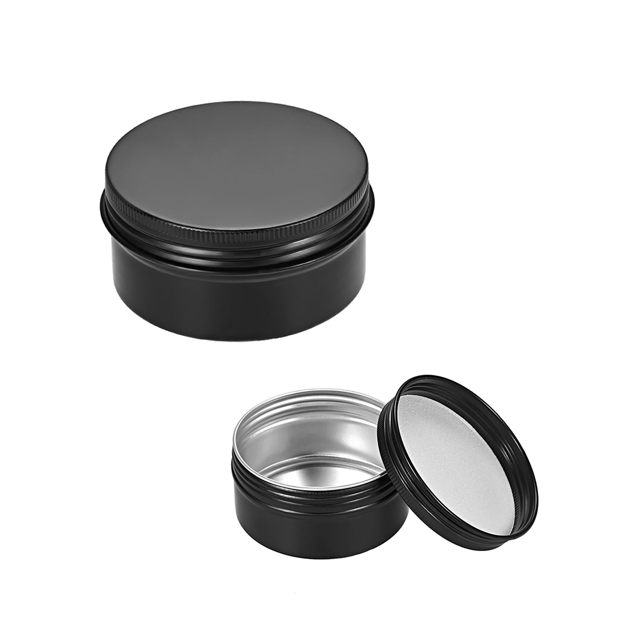 Uxcell 2.7oz Screw Top Lid Round Aluminum Cans Tin Containers Black 12 ...