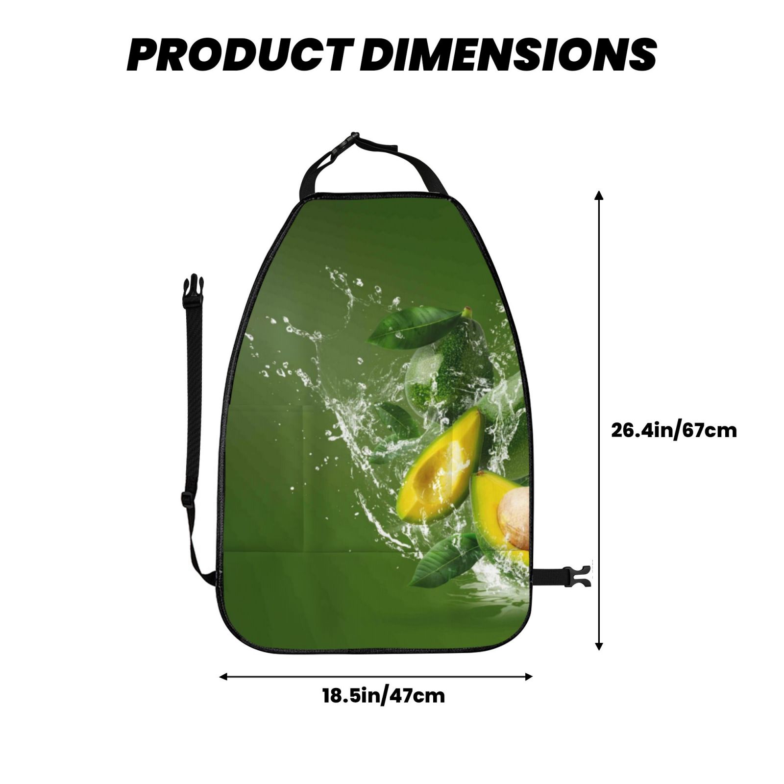 Xecao Friut Avocado Pattern Car Seat Back Protector 2 Pack Large Capacity Pocket, Kick Mats Back Seat Protector