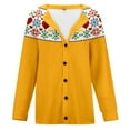 thumbnail image 5 of Fiaer,Womens Going out Oversized Button down V Neck Long Sleeve Casual Trendy Loose Fit Printed Comfy Breathable Tops Yellow11 XXXL, 5 of 5