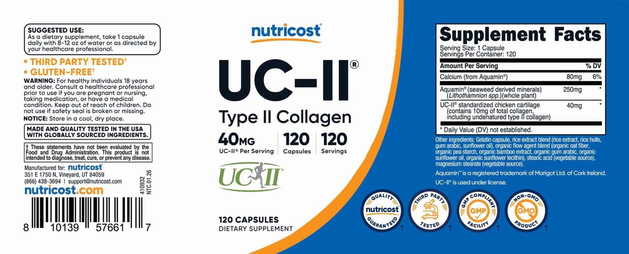 Nutricost UC-II Collagen (40mg) 120 Capsules - With Undenatured Type II Collagen, GMO-Free, Gluten-Free