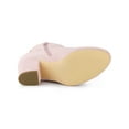 thumbnail image 5 of BLISSFUL STEP Women's Ankle Boots Block Heel Zipper Lace Up Boots Pink 10, 5 of 6